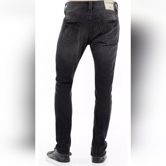 True Religion FINN FRAYED SKINNY MENS JEAN Black zippers size 28 - Picture 2 of 15
